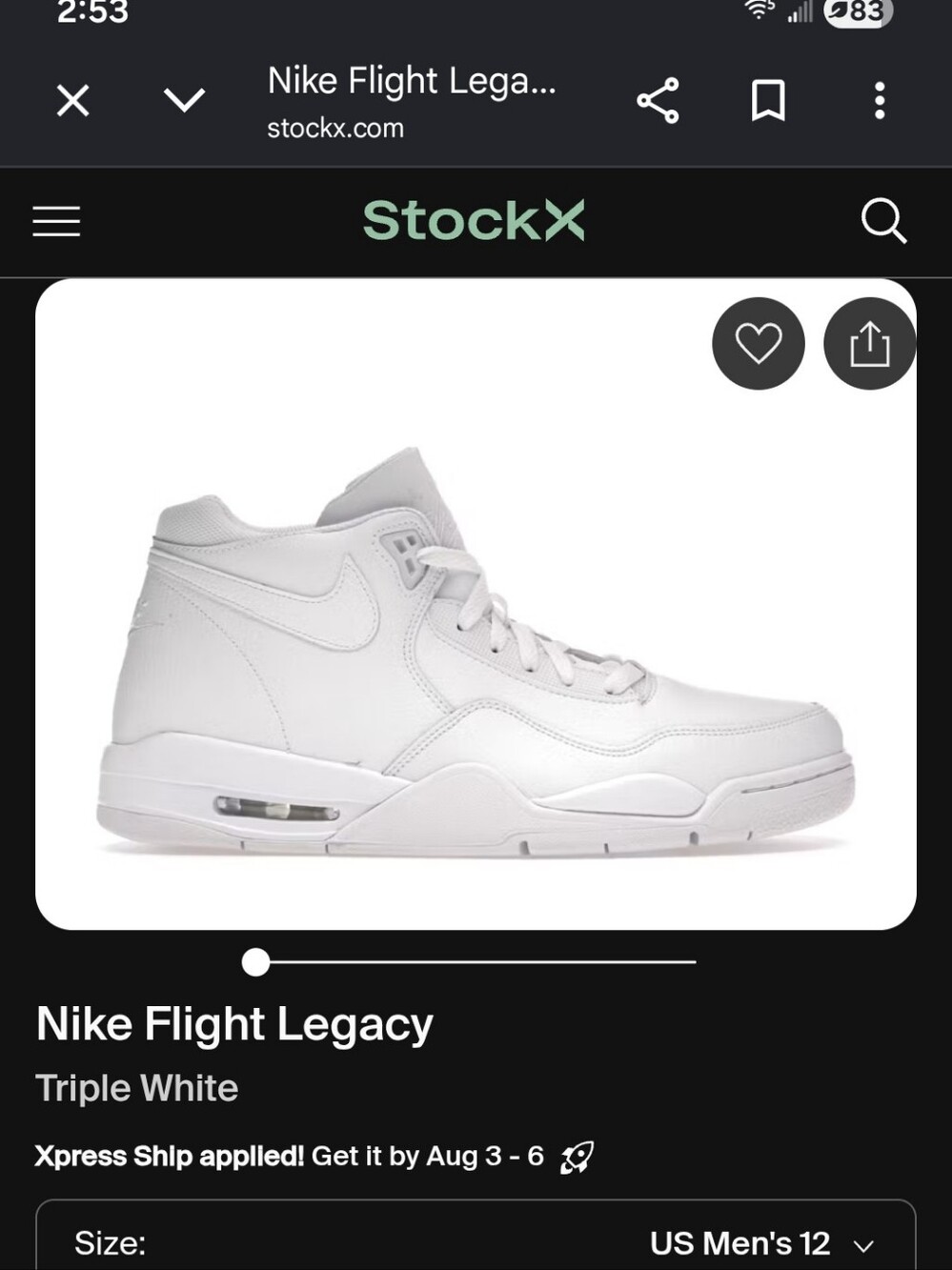 NWT, Nike Flight Legacy White High-Top Sneakers